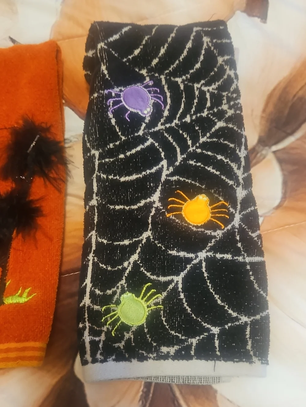 Hallowern Towels Kitchen Rust  & BLACK Celebrate Together 100% Cotton